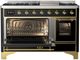 Ilve® Majestic III 48" Glossy Black Pro Style Dual Fuel Natural Gas Range with Triple Glass Door and Brass Trim-3