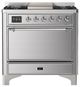 Ilve® Majestic III 36" Stainless Steel Pro Style Dual Fuel Liquid Propane Range with Solid Door and Chrome Trim-0