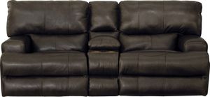 iAmerica® Roberto Chocolate Power Headrest with Lumbar Power Lay Flat Reclining Console Loveseat