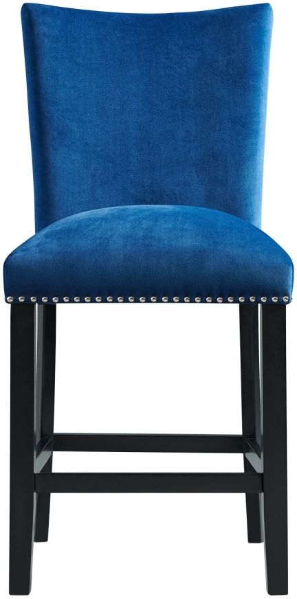 Elements International Francesca Blue Velvet Counter Chair-1
