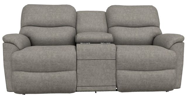 La-Z-Boy® Trouper Charcoal Manual Reclining Loveseat with Console-1