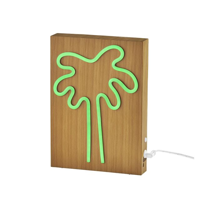 Adesso® Wood Framed Neon Palm Tree Table/Wall Lamp-0