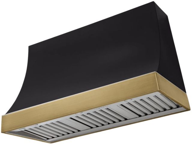 AGA Marquee 48" Matte Black Wall Mounted Range Hood  with Antique Brass Trim-0