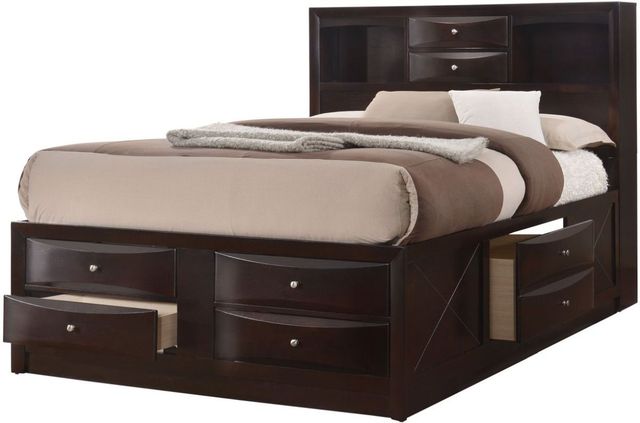 Crown Mark Emily Dark Cherry Queen Captains Bed-0