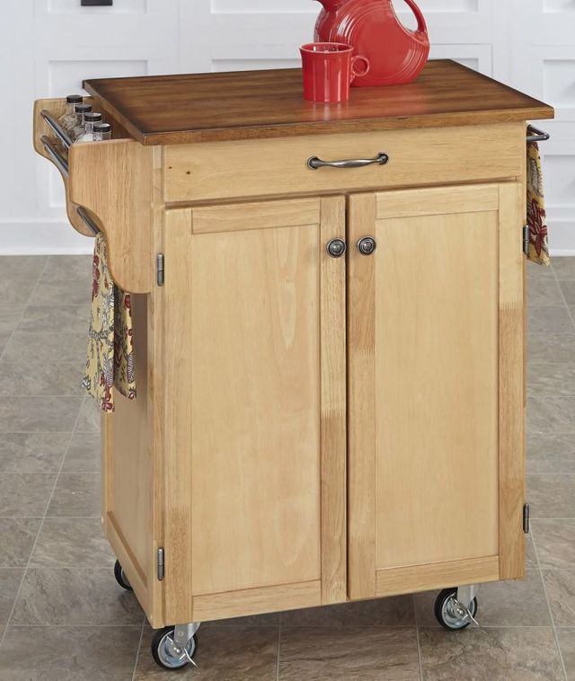 homestyles® Cuisine Cart Medium Oak/Natural Kitchen Cart-2