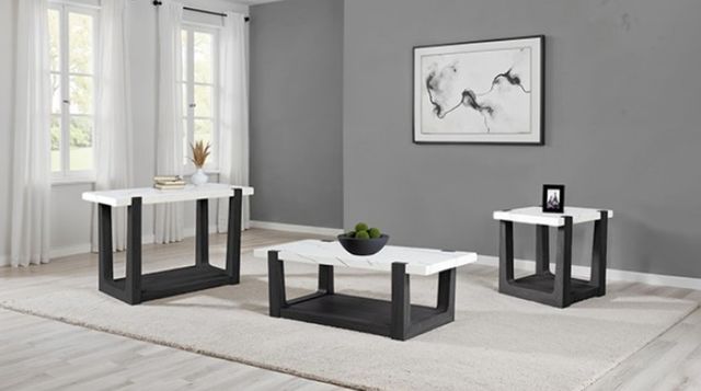 Furniture of America® Sundbry White Coffee Table with Black Base-1