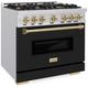 ZLINE Classic Series Autograph Edition 36" Stainless Steel Pro Style Dual Fuel Range with Black Matte Door and Champagne Bronze Accents-2