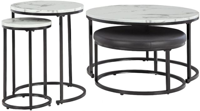 Signature Design by Ashley® Jusmour 4-Piece White Occasional Nesting Table Set with Black Base-0