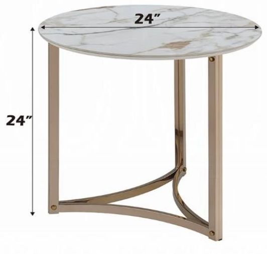 ACME Furniture Zaidee White End Table with Champagne Base-2