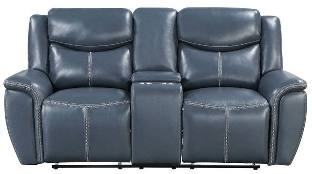 Coaster® Sloane Blue Manual Reclining Loveseat with Console-2