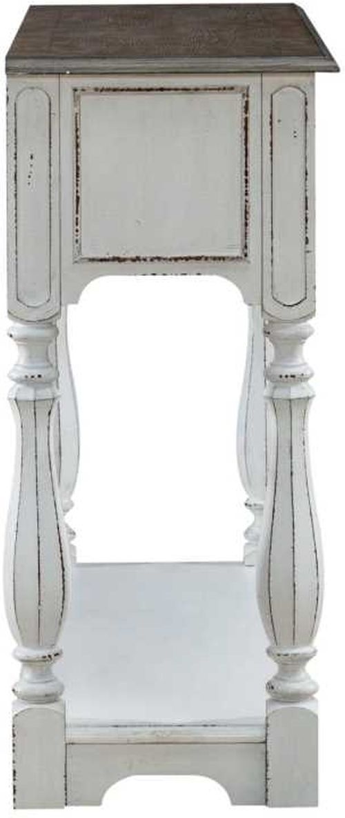 Liberty Furniture Magnolia Manor Weathered Bark Hall Console with Antique White Base-3