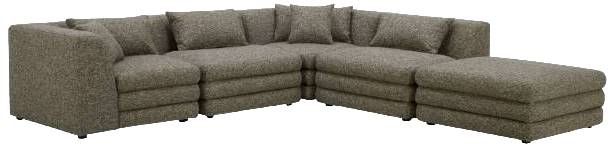 Moe's Home Collection Lowtide 5-Piece Stone Tweed Sectional with Ottoman-0