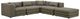 Moe's Home Collection Lowtide 5-Piece Stone Tweed Sectional with Ottoman-0