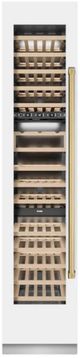 ZLINE Autograph Edition 18 in. 9 Cu. Ft. Triple Zone 68 Bottle Left Hinge Column Wine Cooler in White Matte with Polished Gold Accents-0