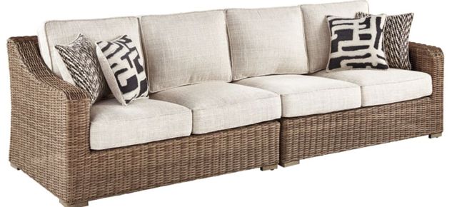 Signature Design by Ashley® Beachcroft 5-Piece Beige/Brown Outdoor Fabric/Wicker Seating Set-1