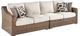 Signature Design by Ashley® Beachcroft 5-Piece Beige/Brown Fabric/Wicker Outdoor L-Shape Seating Set-2