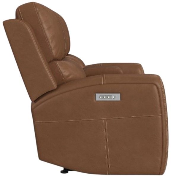 Flexsteel® Linden Caramel Power Reclining Loveseat with Console, Power Headrests and Lumbar-3