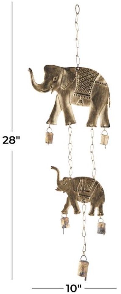 Deco Marche Elephant Brass 28" Windchime-1