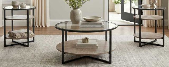 Liberty Furniture Paran Place 3-Piece Black/Clear/Natural Occasional Table Set-0
