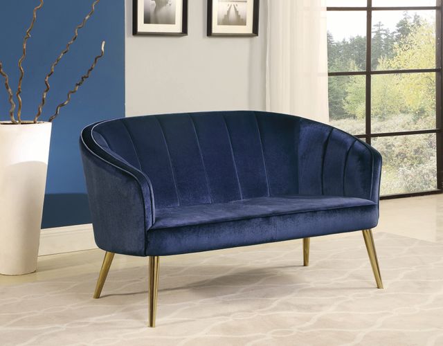 Coaster® Blue Upholstered Accent Settee-3