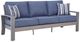 Signature Design by Ashley® Half Moon Beach Blue/Gray Fabric/Wooden Outdoor Sofa-0