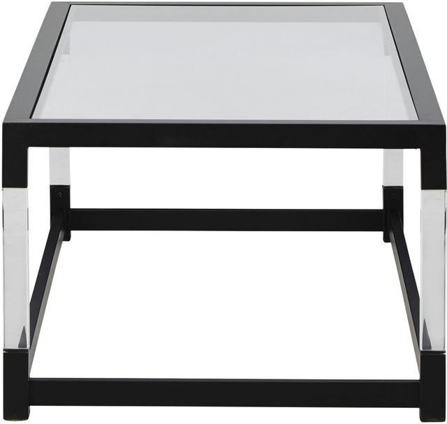 Signature Design by Ashley® Nallynx Glass Top Coffee Table with Metallic Gray Frame and Acrylic Legs-2