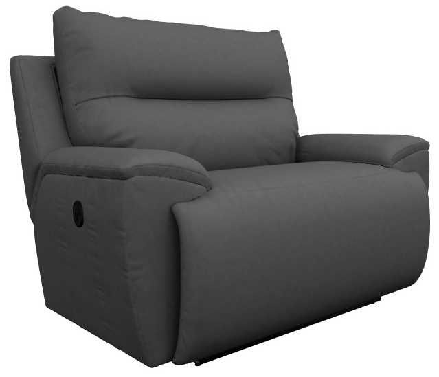 La-Z-Boy® Palmer Blue Gray Leather Manual Reclining Chair and a Half-0