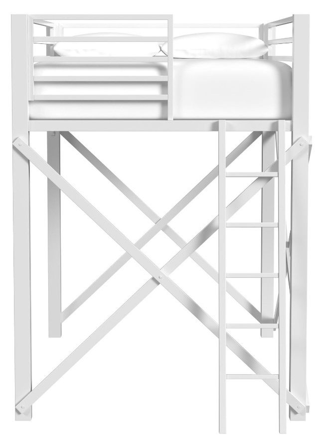Elements International Talia White Full Loft Bunk Bed with Ladder-1