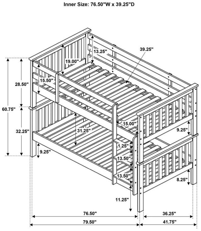 Coaster® Chapman White Twin Over Twin Bunk Bed-3
