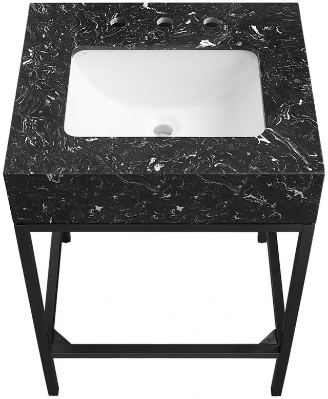 Meridian Furniture Marmo Black/Matte Black 24" Bathroom Vanity-2