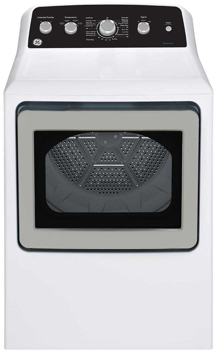 GE® 7.2 Cu. Ft. White Top Load Gas Dryer with SaniFresh Cycle | Castle Mountain Home Furnishings