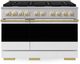 ZLINE Marino 48" Stainless Steel Pro Style Dual Fuel Range with White Matte Door and Polished Gold Accents-0