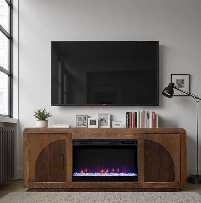 Legends Home Eclipse Bourbon Oak 65" Fireplace TV Console-1