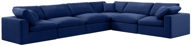 Meridian Furniture Comfy 6-Piece Navy Velvet Sectional-0