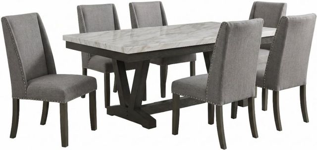 Elements International Everdeen 7-Piece Charcoal Upholstere Dining Set-0