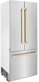 ZLINE Autograph Edition 36" 19.6 Cu. Ft. Stainless Steel Built In French Door Refrigerator with Water Dispenser and Ice Maker in Polished Gold Accents-2