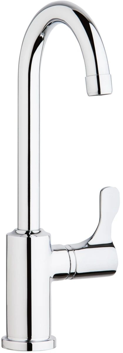 Elkay Chrome Single Hole 12.5" Deck Mount Faucet with Gooseneck Spout Lever Handle on Right Side-0