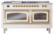 Ilve® Nostalgie II Noblesse 60'' Antique White Pro Style Dual Fuel Range with Brass Trim-1