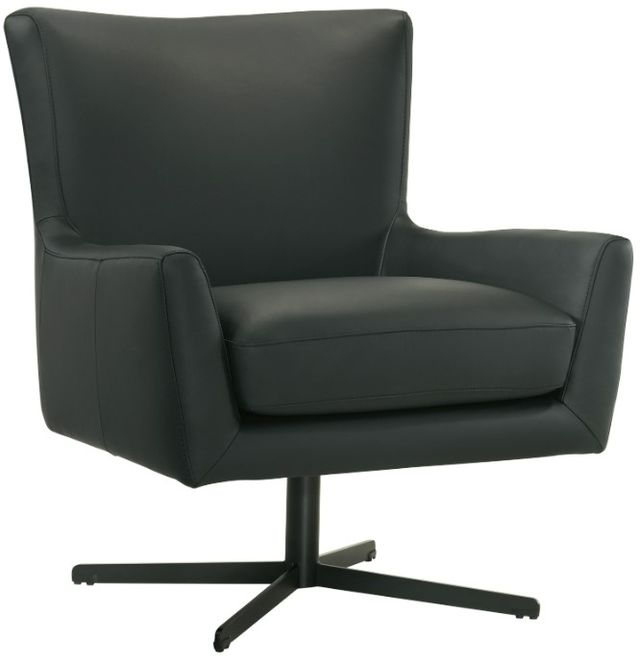 New Classic® Home Furnishings Acadia Black Leather Swivel Chair-0
