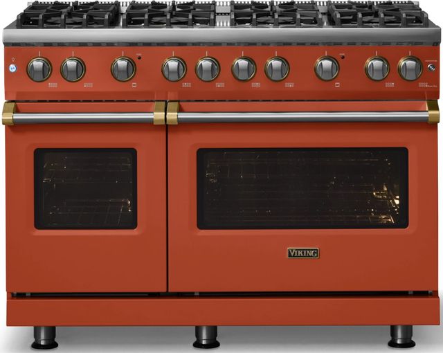 Viking® 5 Series 48" Spiced Cider Pro Style Gas (LP) Range with Brushed Brass Trim-3