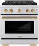 ZLINE Paramount 30" 4.2 cu. ft. Satin Stainless Steel Paramount Dual Fuel Range with 4 Burner DuoPro™ Cooktop and Electric Convection Oven with Polished Gold Accents-0