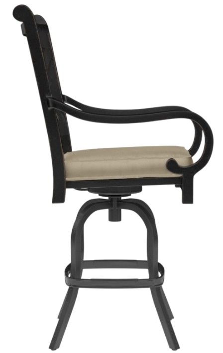 Sunset West Monterey Old World Copper Aluminum Outdoor Bar Stool with Linen Stone Cushion-1