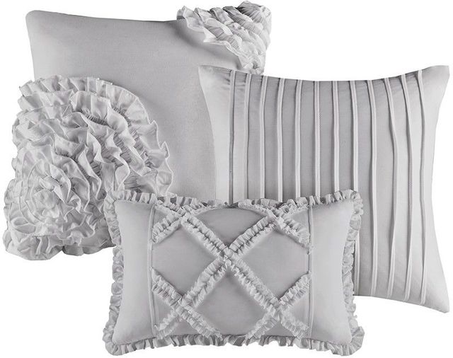 Olliix by Madison Park 6 Piece Grey Full/Queen Rosie Reversible Coverlet Set-2