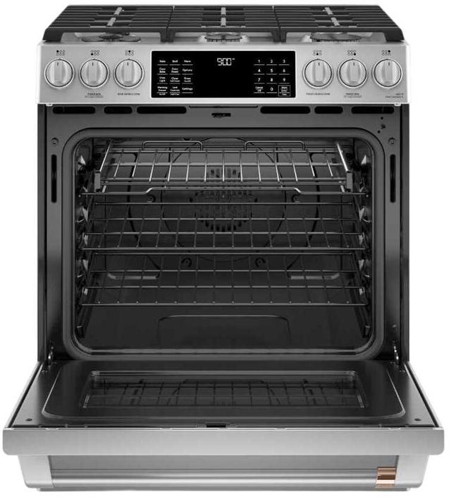 Café™ 30" Stainless Steel Smart Slide-In Dual Fuel Range with Warming Drawer-1