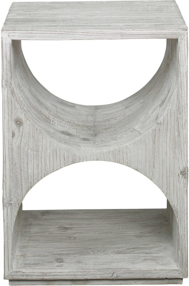 Uttermost® Hans Distressed Ivory Side Table-3