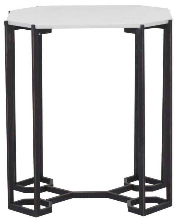 Deco Marche White Accent Table with Black Base-1
