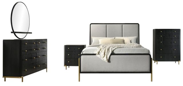 Coaster® Arini 5-Piece Black/Gray Eastern King Bedroom Set-0