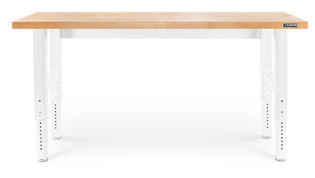 Gladiator® Brown 6' Adjustable Height Hardwood Workbench Gwith White Metal Legs