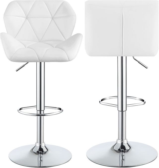 Coaster® Berrington 2-Piece Chrome/White Adjustable Stools-1