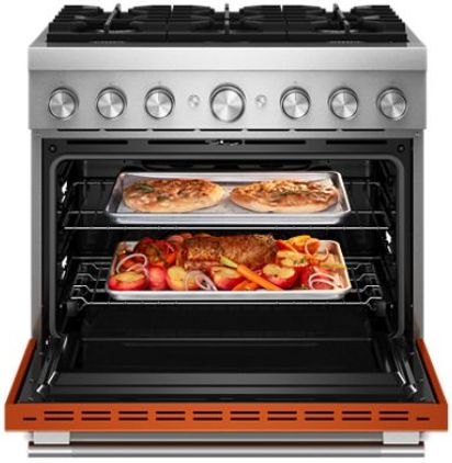 KitchenAid® 36" Scorched Orange 6 Burner Pro Style Dual Fuel Range with No Preheat Air Fry Mode-1
